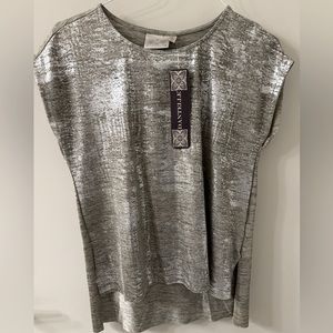 NWT Dantelle Top in Shiny Metallic Silver. Size S.